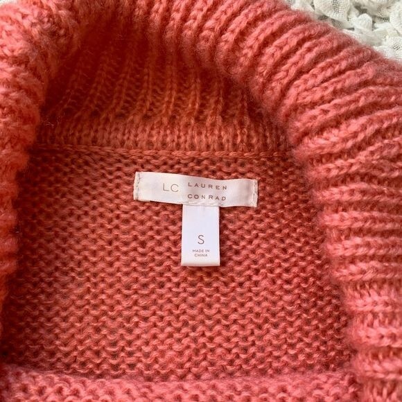 LC Lauren Conrad coral sweater women Long sleeve cowl neck knit sweater size S - Picture 4 of 10